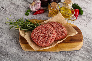 Raw burger cutlet for grill