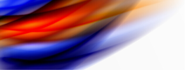 Rainbow color silk blurred wavy line background on white, luxuriously vibrant visually captivating backdrop. Stunning blend of colors reminiscent of rainbow, silky and gracefully blurred wavy pattern