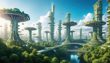 Future city illustration, abstract