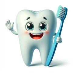 tooth with toothbrush