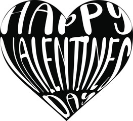 Happy valentine day wish in heart shaped vector illustration
