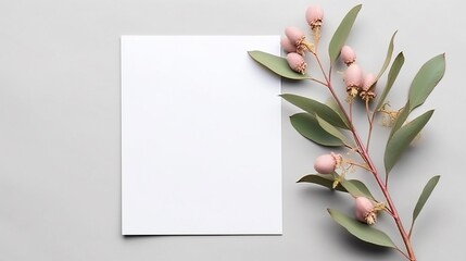 White greeting card with exotic flower