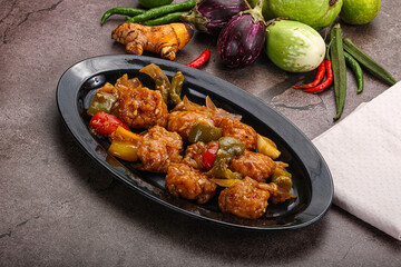 Chinese cuisine - prawn with chili sauce