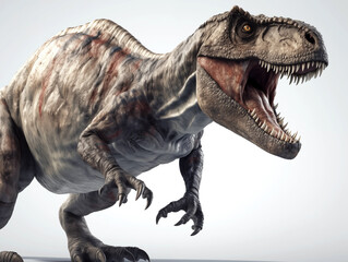 Predatory dinosaur attack. Prehistoric animal created with Generative AI.	