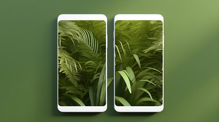 Template for writing on the phone against the backdrop of a monstera