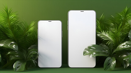 Template for writing on the phone against the backdrop of a monstera