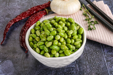 Bowl of delicious edamame beans