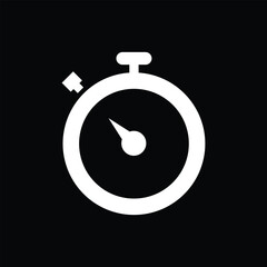 Stopwatch icon on black, time cal - obrazy, fototapety, plakaty