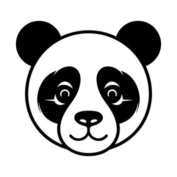 Panda face. Black panda icon in flat style.