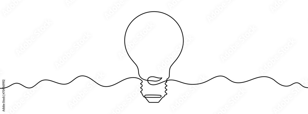Wall mural continuous editable line drawing of light bulb. light bulb icon in one line.