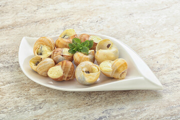 Delicous baked snail with butter - Escargot