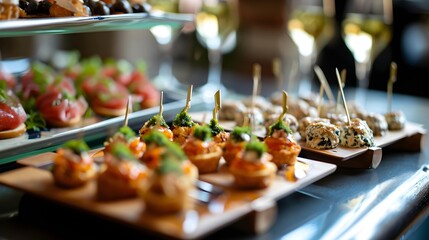 some finger food on a table. Party buffet
 - obrazy, fototapety, plakaty