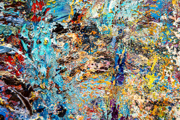 Colorful abstract oil painting art background. Texture of canvas and oil.