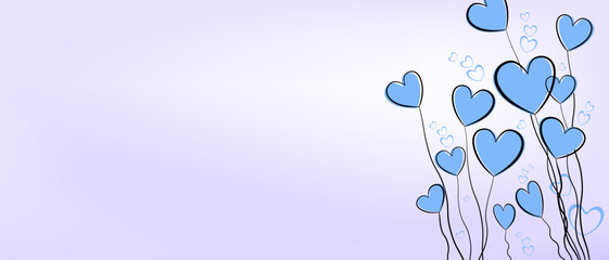 Valentine's Day, letter template. The heart and the wavy line. Vector illustration