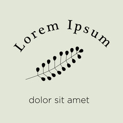 spring wild grass branch, line art vector