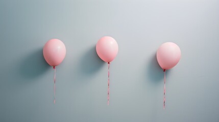 pink pastel baloons on grey background minimalism
