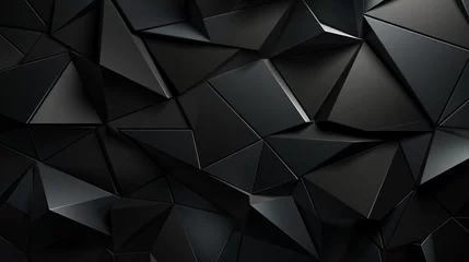Tuinposter Abstract polygonal space low poly dark background with connecting dots and lines. © alexkich