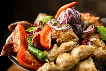 meat kebab with vegetables for the company
