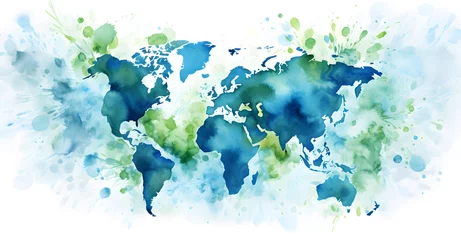 Crédence de cuisine en verre imprimé Carte du monde Watercolor world map