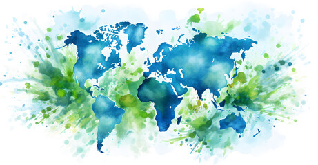 Watercolor world map - obrazy, fototapety, plakaty