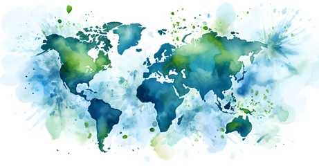 Crédence de cuisine en verre imprimé Carte du monde Watercolor world map