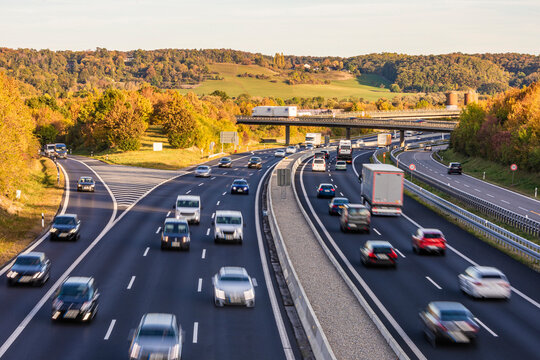 Germany, Baden-Wurttemberg, Leonberg, Traffic along Bundesautobahn 8