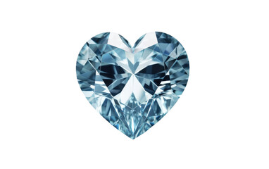 Authentic Image Featuring Heart-Shaped Aquamarine Diamond on Pure Surface Isolated on Transparent Background PNG.