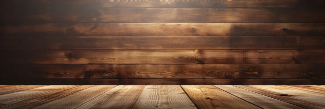 Background for advertising, banner. Wooden boards. AI generative.