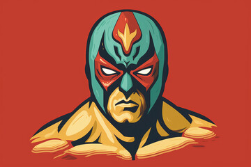 A simple illustration of a luchador, capturing the iconic mask and confident pose