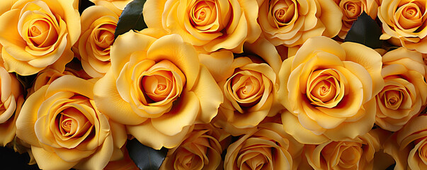 Woman's day banner, copy space, a lot of yellow roses 