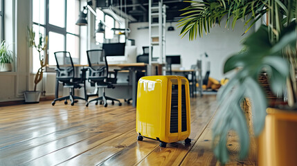 Office Comfort: Minimalist Yellow Dehumidifier