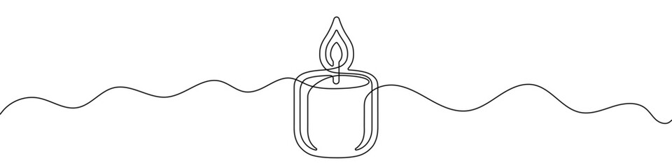 Continuous editable line drawing of candle. Candle icon in one line.