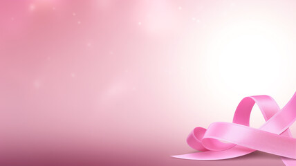 world cancer day wallpaper with pink ribbon with wide copy space for text