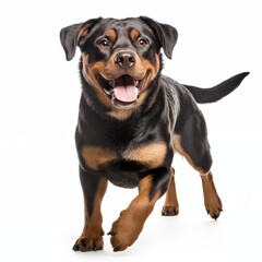 Happy Rottweiler on a white background