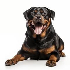 Obraz premium Happy Rottweiler on a white background