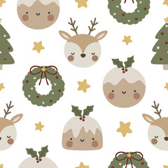 Christmas theme cute seamless pattern