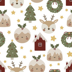 Christmas theme cute seamless pattern