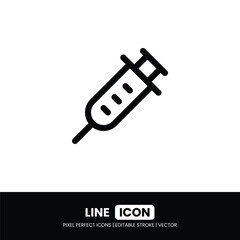 Syringe icon pixel perfect | Vector outline illustration