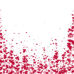 Red hearts scattered on white background.