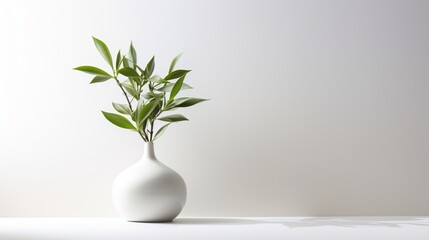 a green plant in an elegant vase set against a crisp, white canvas, ensuring the highest definition.