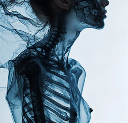 generative ki /Ai - fiktive gerenderte unechte Personen
xray röntgenbild gläserne frau torso woman rippen breast anatomie röntenbild körper körperbau
