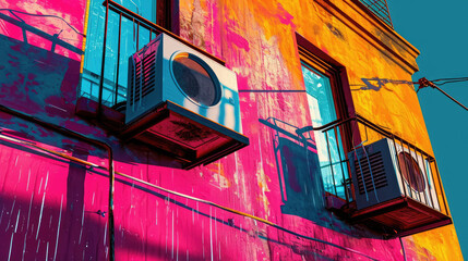 Magenta Dry: Pop Art Style Dryer on the Balcony