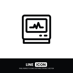 Heart rate monitor icon pixel perfect | Vector outline illustration