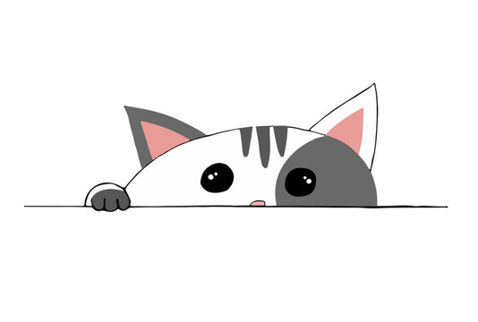 Cute Cat Peeking Illustration