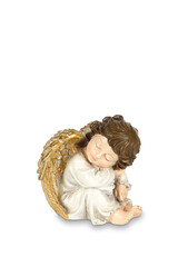 Fototapeta premium Angel figurine isolated on white background with clipping path clipping path included. Ideal for Christmas and Easter