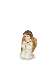 Angel figurine isolated on white background with clipping path clipping path included. Ideal for Christmas and Easter