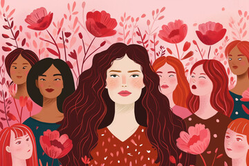 Women and flowers Illustration AI Generative