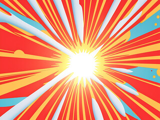 pop art comic zoom background with sunburst vector on yellow and red