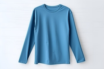 Women’s Crew Neck Long Sleeve  in blue colour  T-Shirt  Isolated on White Background
