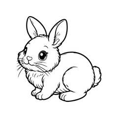  Vector outline for coloring page. kids coloring page rabbit, cute rabbit illustration, bunny coloring page